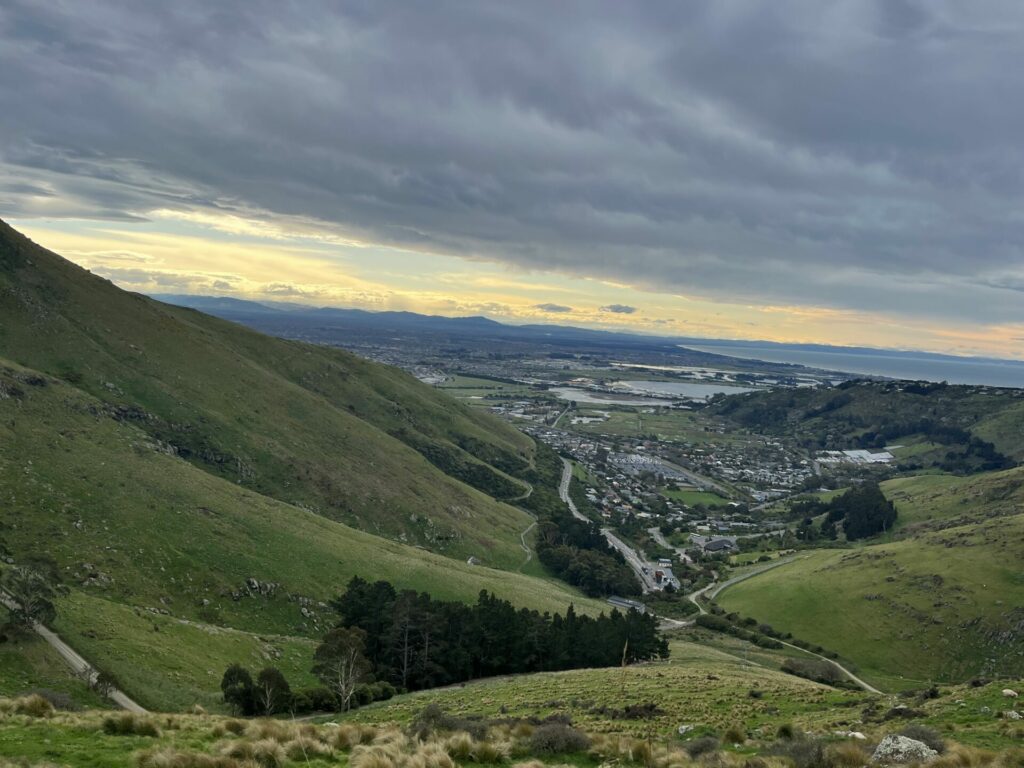 uitzicht vanaf de Christchurch gondola, Nieuw-Zeeland