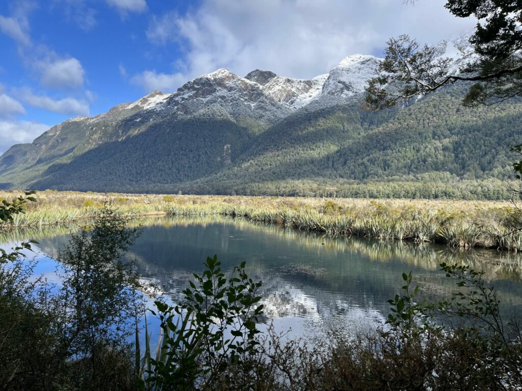 Mirror lakes onderweg naar Milford vanuit Queenstown