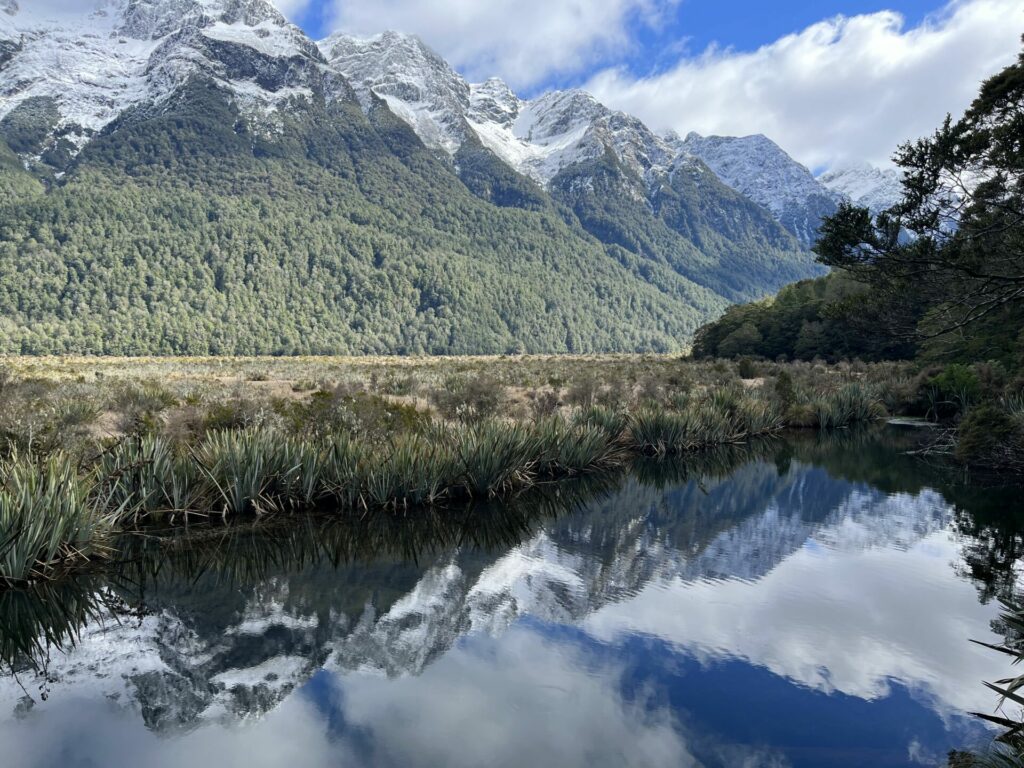 Mirror lakes onderweg naar Milford vanuit Queenstown